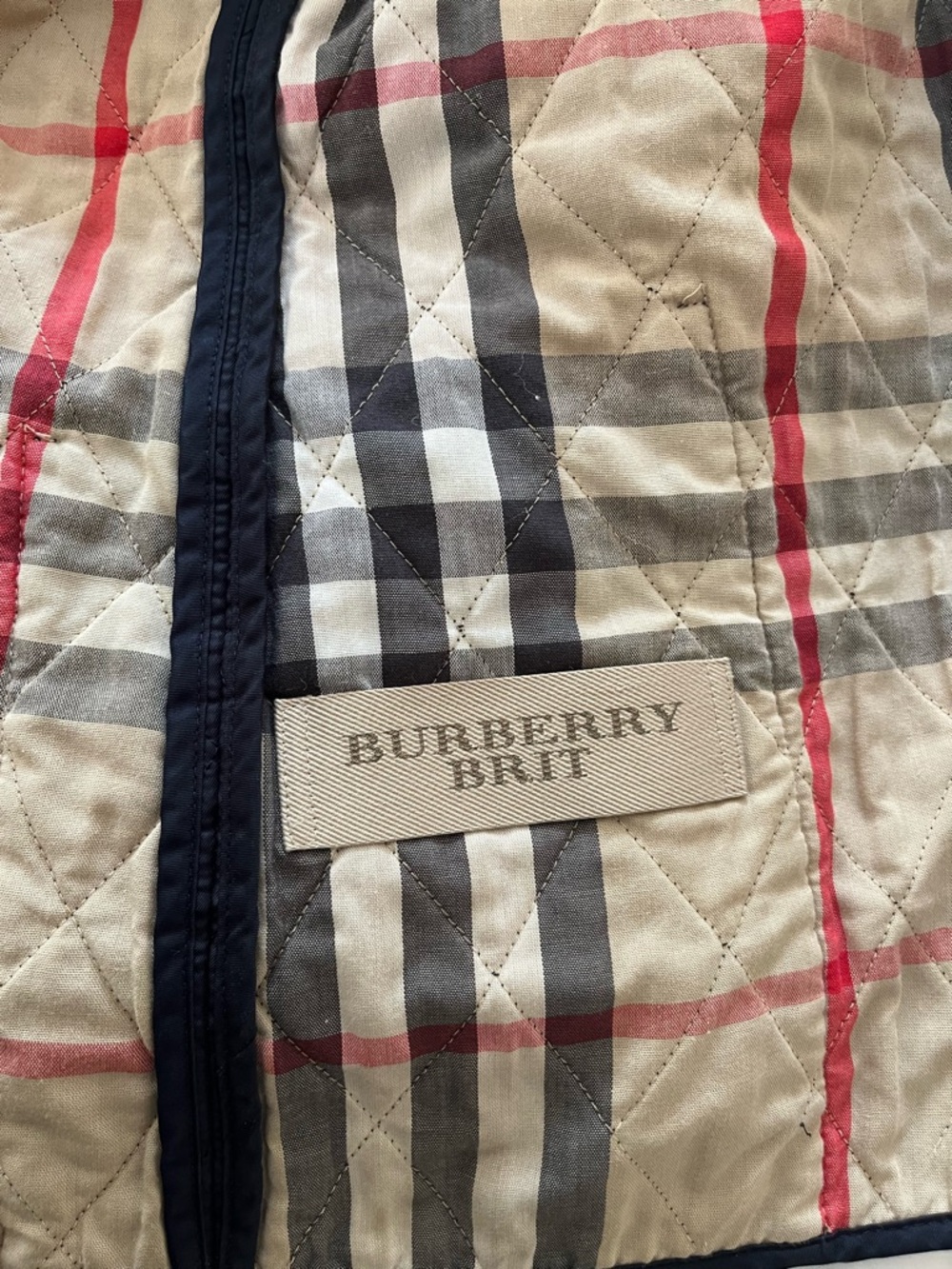 Burberry Navy Quilted Jacket with Signature Check Collar - Picture 8 of 12